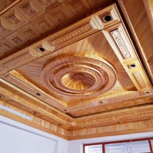 Trần Gỗ Xoan Đào Phối Nẹp Chỉ Gỗ Hương Sang Trọng