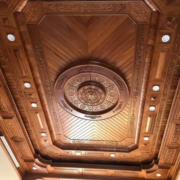 Trần Gỗ Gõ Đỏ Dát Mỏng – Lát Tấm Trần Truyền Thống